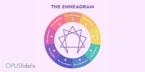The Enneagram Graph portrayed on a pink background