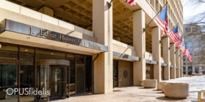 Image of the J. Edgar Hoover FBI building in the daylight
