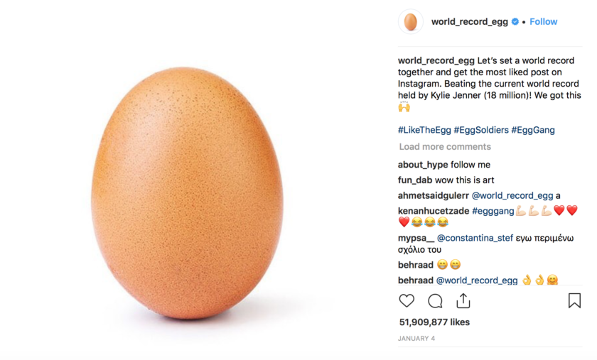 world record egg instagram